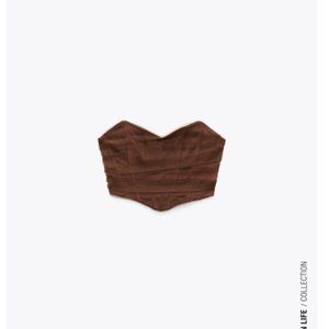 Zara CORSETRY TULLE CROP TOP - medium